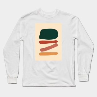 Abstract Shapes Minimalist Wall Art, Neutral Boho, Modern Long Sleeve T-Shirt